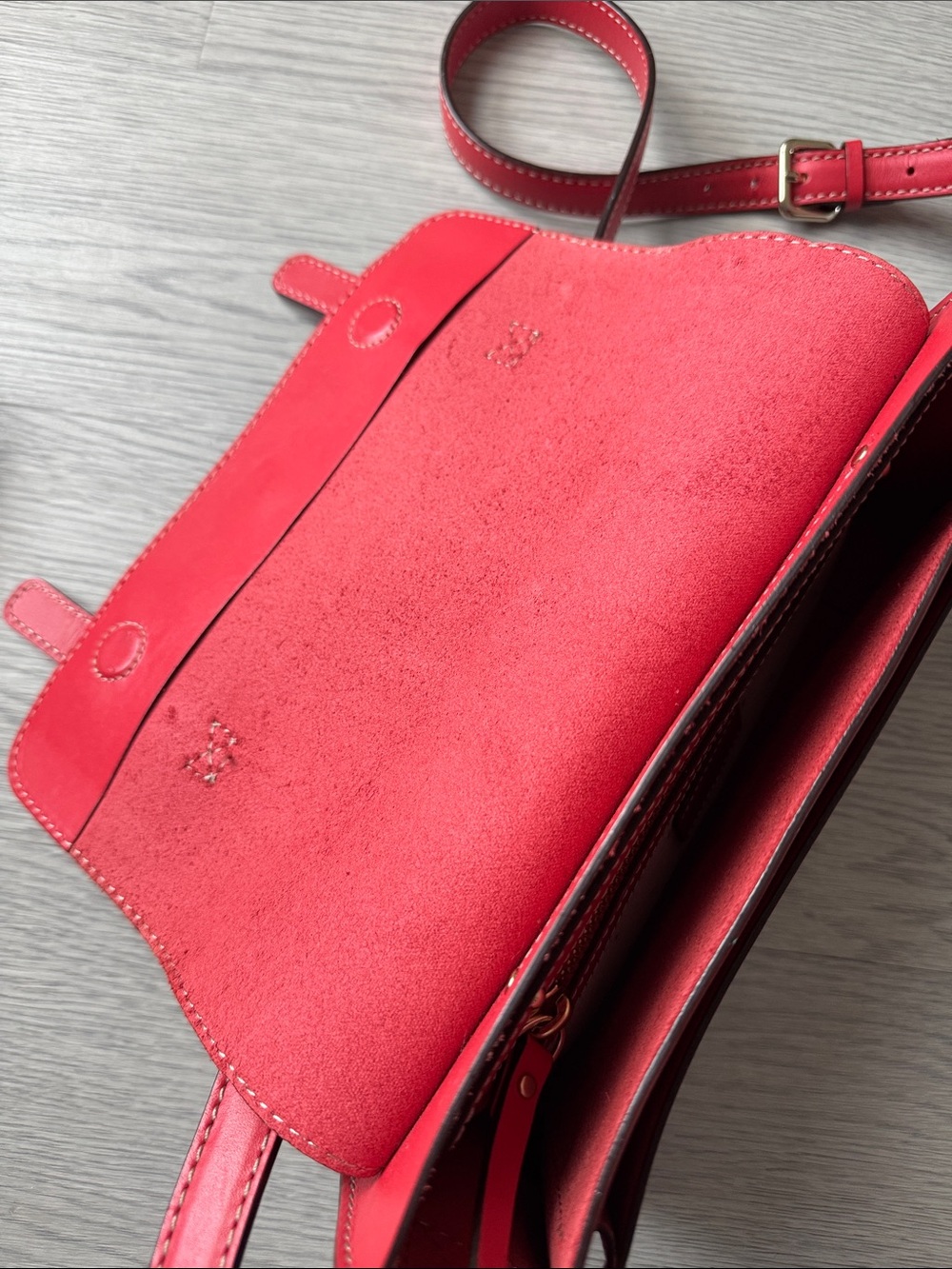 kate spade Red Leather Crossbody Bag with Buckle Straps - Picture 9 of 13